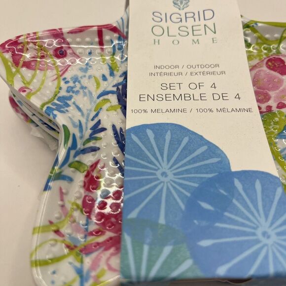 Sigrid Olsen Melamine Watercolor Starfish Trinket Tray Appetizer Plate - Picture 2 of 2